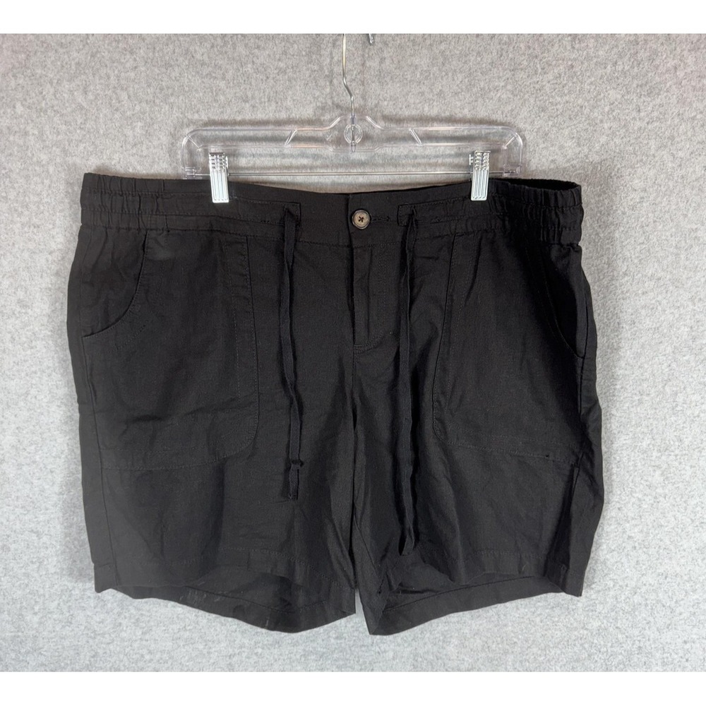 Lane Bryant Shorts Womens 20 Black Linen Blend‎ Drawstring Casual Summer Pockets